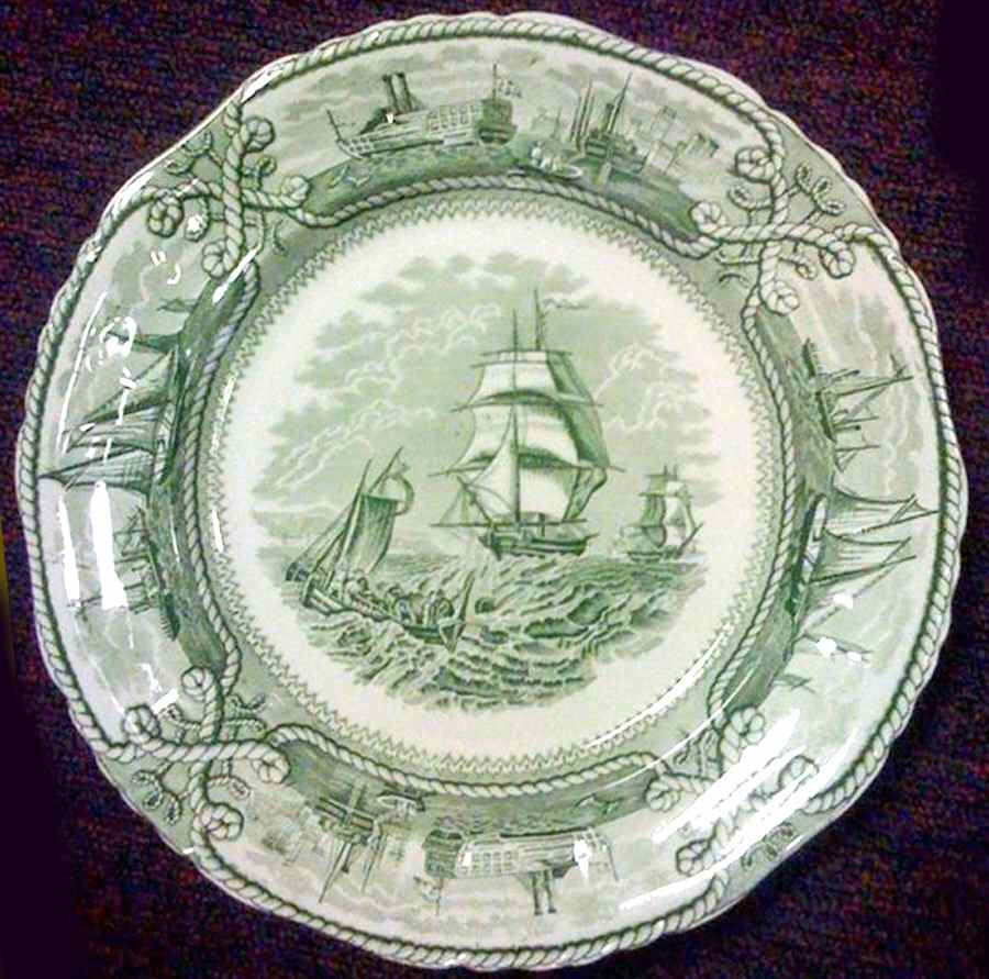 American Marine Green Dinner Plate by Mason's-1