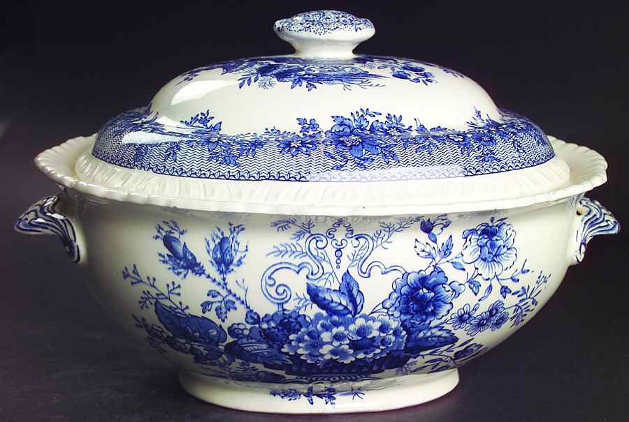 Ascot Blue Oval Tureen & Lid by Mason's-1