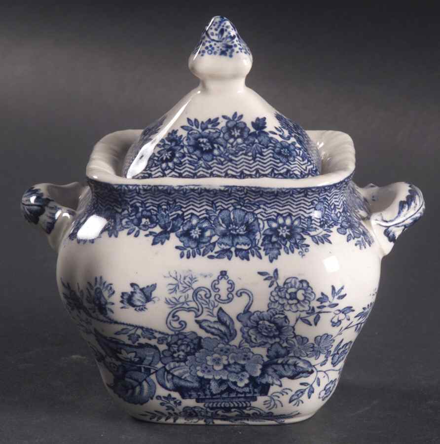 Ascot Blue Sugar Bowl & Lid by Mason's-1