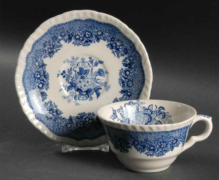 Ascot Blue Flat Cup & Saucer Set by Mason's-1