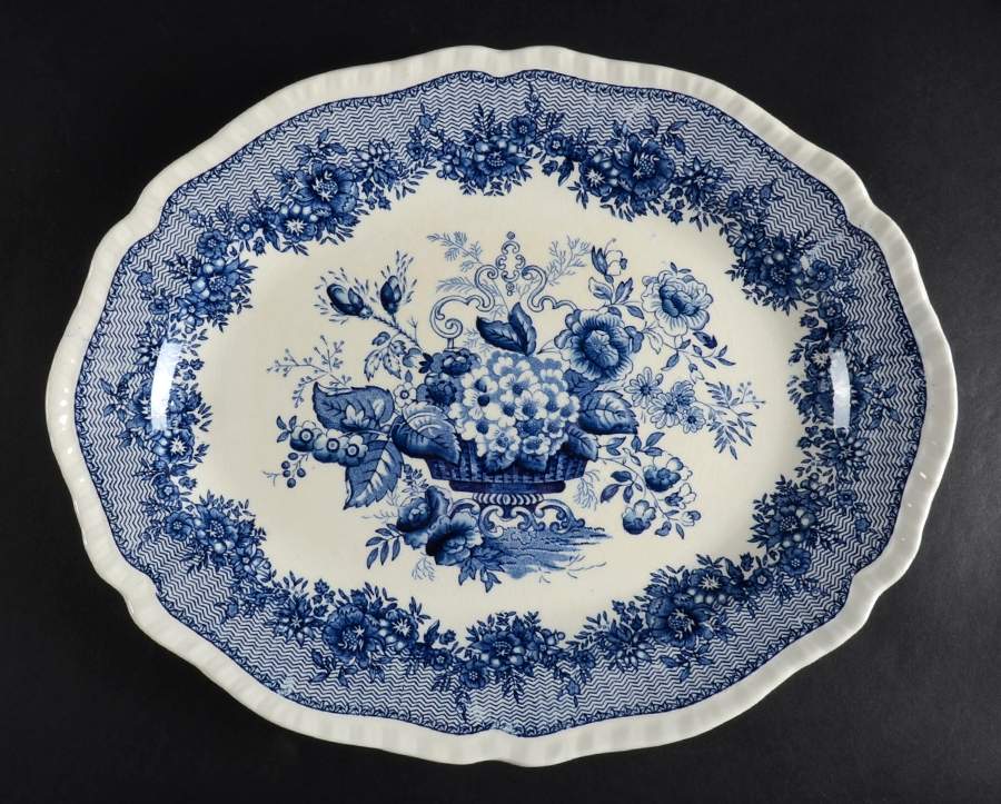 Ascot Blue 13" Oval Serving Platter by Mason's-1