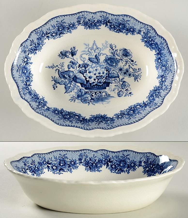 Ascot Blue 9" Oval Vegetable Bowl by Mason's-1