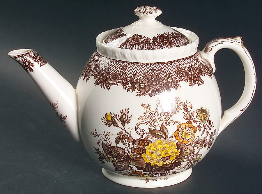 Ascot Brown Multicolor Teapot & Lid by Mason's-1