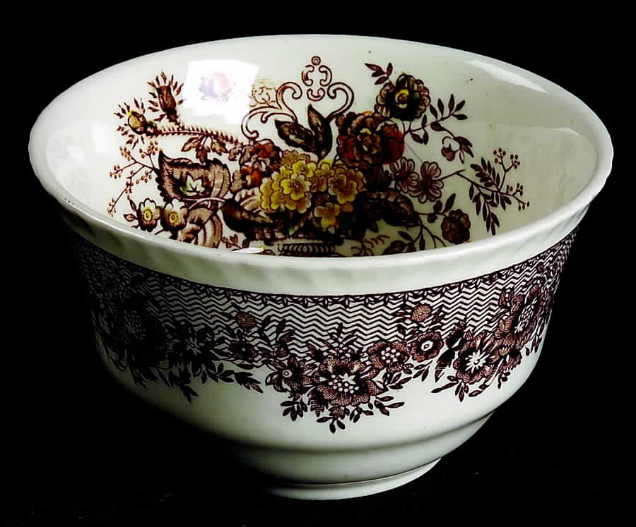 Ascot Brown Multicolor Open Rice/Sugar Bowl by Mason's-1
