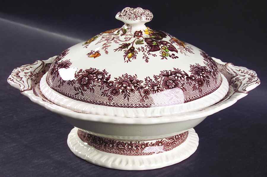 Ascot Brown Multicolor Round Covered Vegetable by Mason's-1