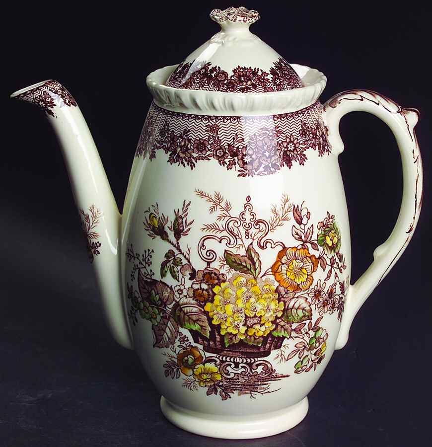 Ascot Brown Multicolor Coffee Pot & Lid by Mason's-1