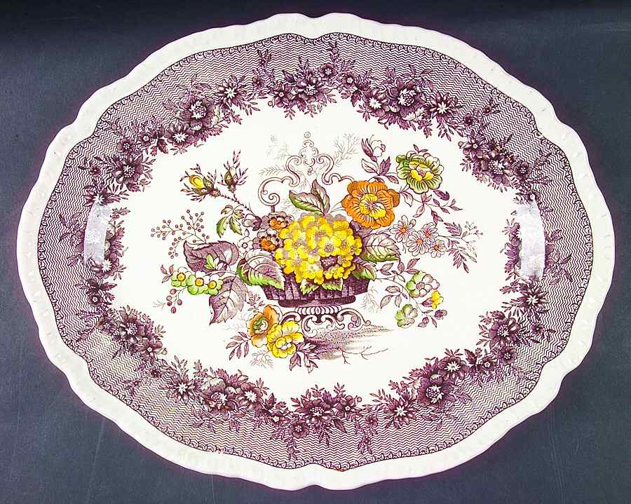 Ascot Brown Multicolor 15" Oval Serving Platter by Mason's-1