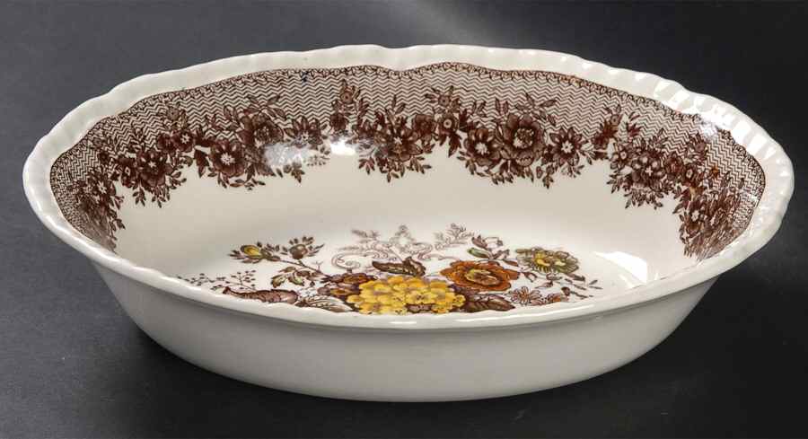 Ascot Brown Multicolor 9" Oval Vegetable Bowl by Mason's-1