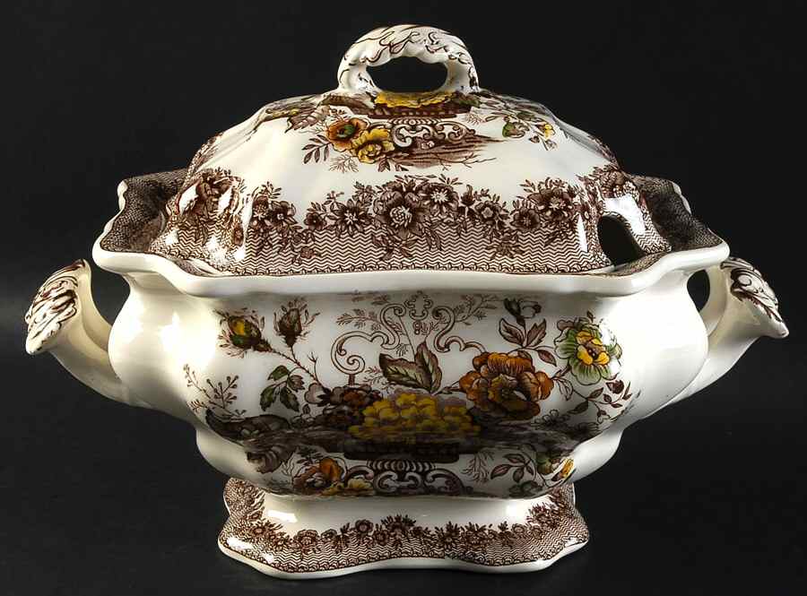 Ascot Brown Multicolor Tureen &  Lid by Mason's-1