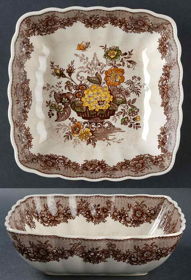 Ascot Brown Multicolor 8" Square Vegetable Bowl by Mason's-1