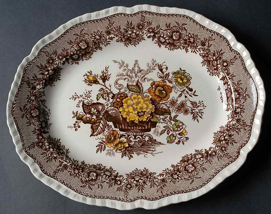 Ascot Brown Multicolor 11" Oval Serving Platter by Mason's-1