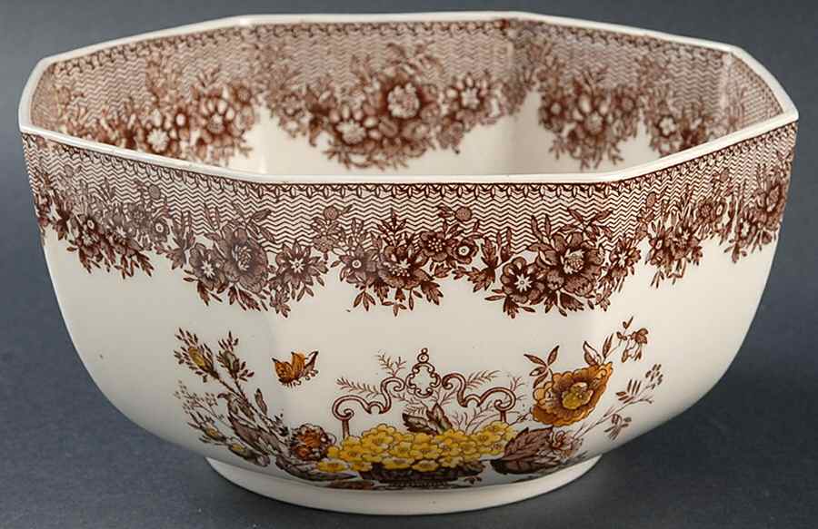 Ascot Brown Multicolor 7" Octagonal Vegetable Bowl by Mason's-1