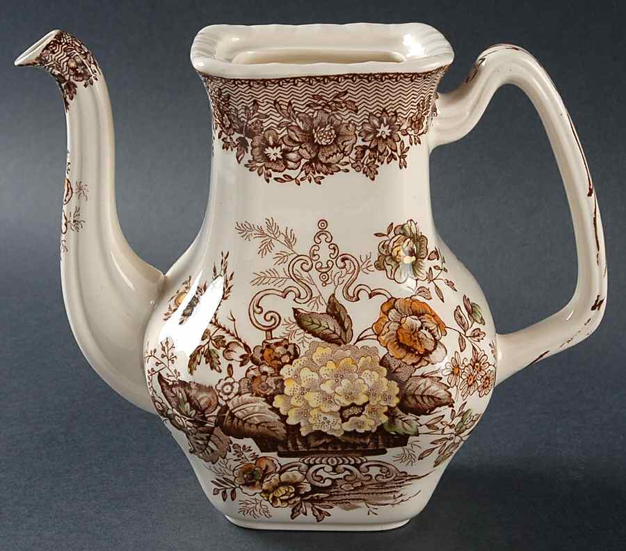 Ascot Brown Multicolor Small Coffee Pot No Lid by Mason's-1