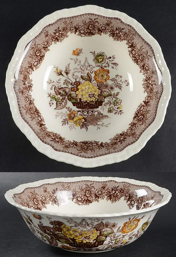 Ascot Brown Multicolor 9" Round Vegetable Bowl by Mason's-1