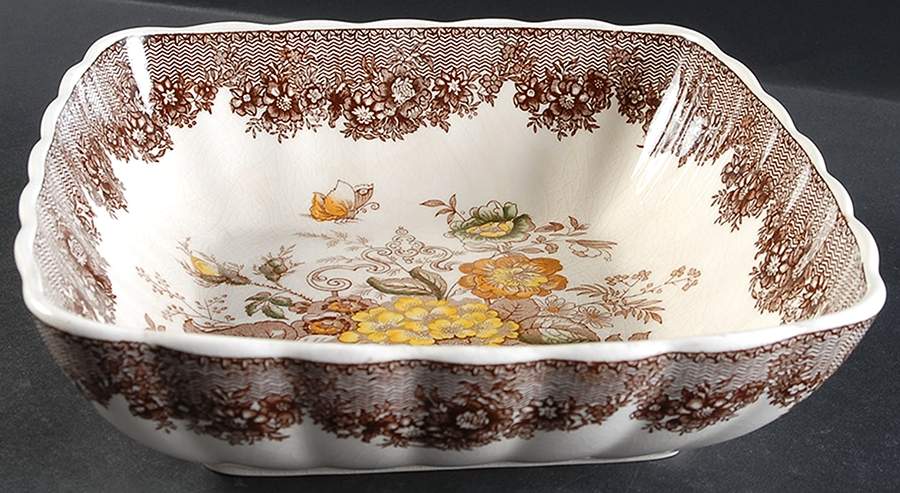 Ascot Brown Multicolor 9" Square Vegetable Bowl by Mason's-1