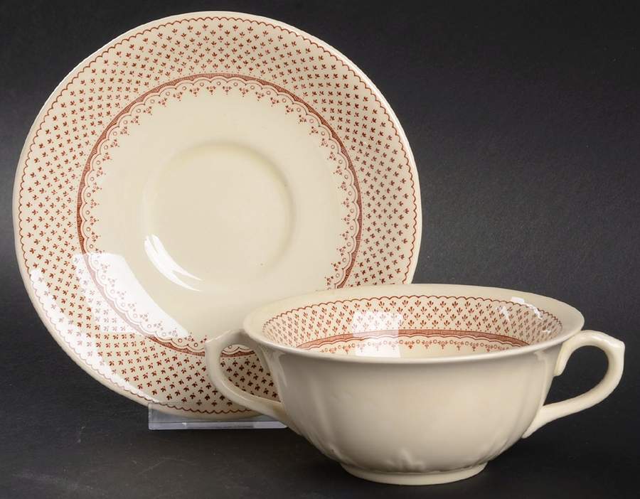 Ashlea Brown Footed Cream Soup Bowl & Saucer Set by Mason's-1