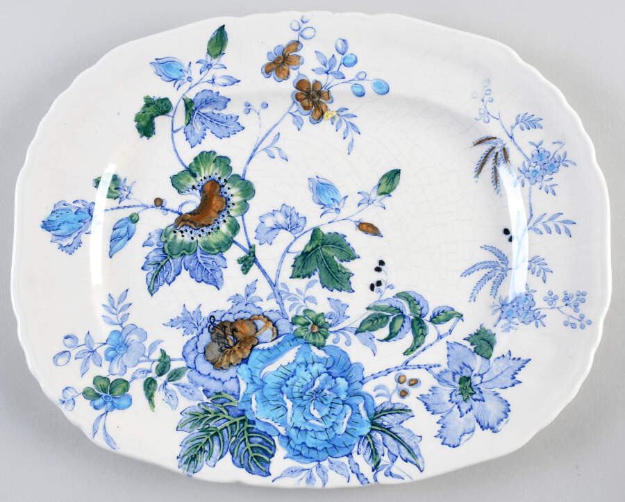 Belvedere Blue Multicolor 12" Oval Serving Platter by Mason's-1