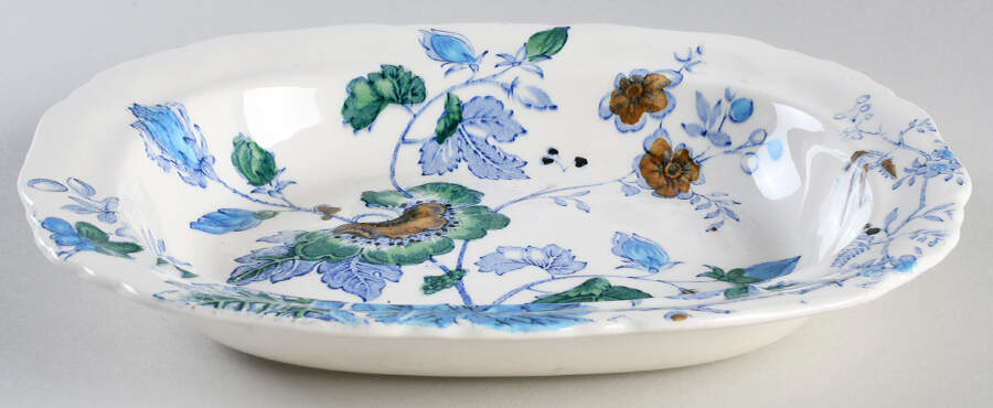 Belvedere Blue Multicolor 9" Oval Vegetable Bowl by Mason's-1