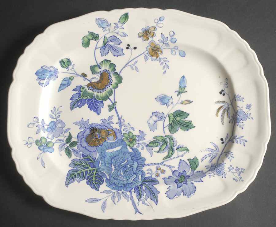Belvedere Blue Multicolor 13" Oval Serving Platter by Mason's-1