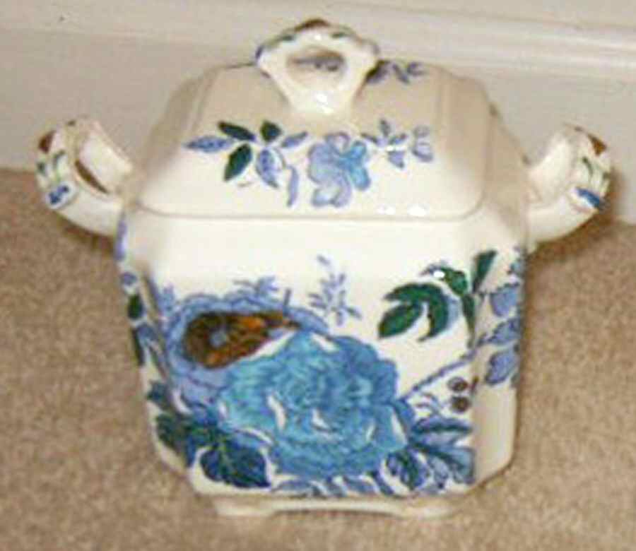 Belvedere Blue Multicolor Sugar Bowl & Lid by Mason's-1