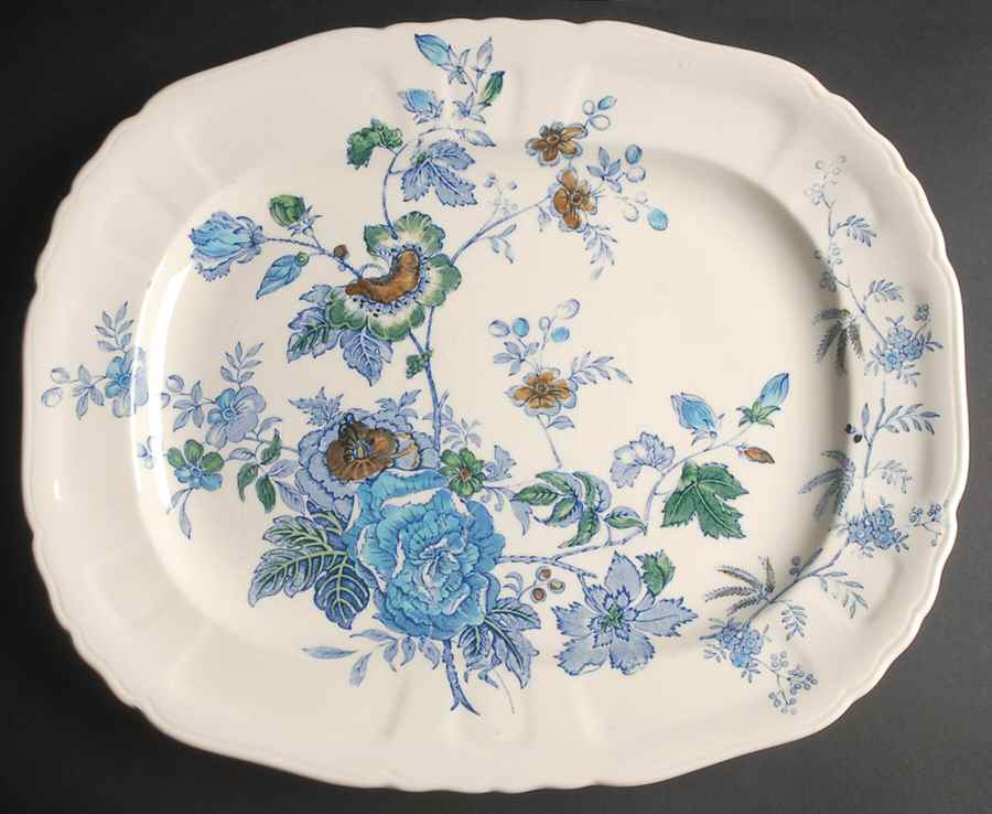 Belvedere Blue Multicolor 15" Oval Serving Platter by Mason's-1