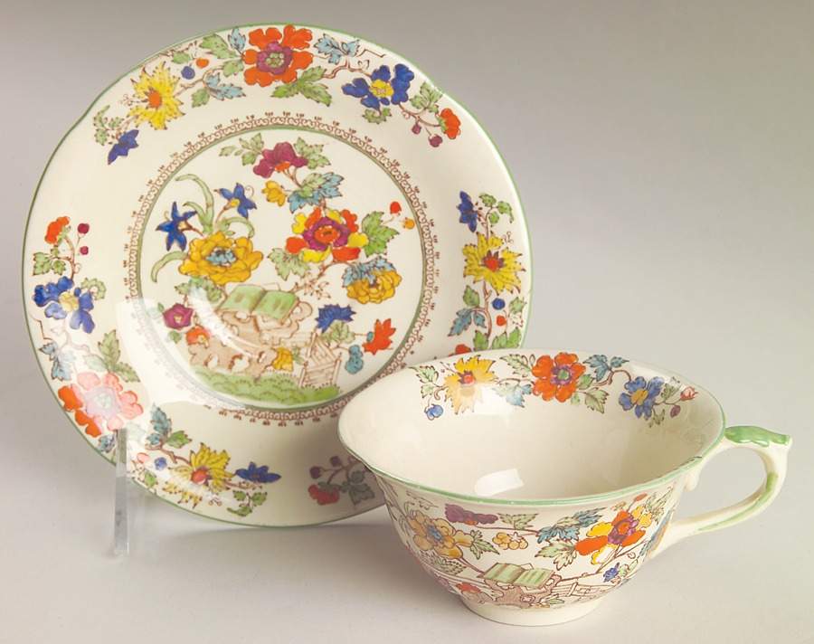 Bible (Green Bible) Footed Cup & Saucer Set by Mason's-1