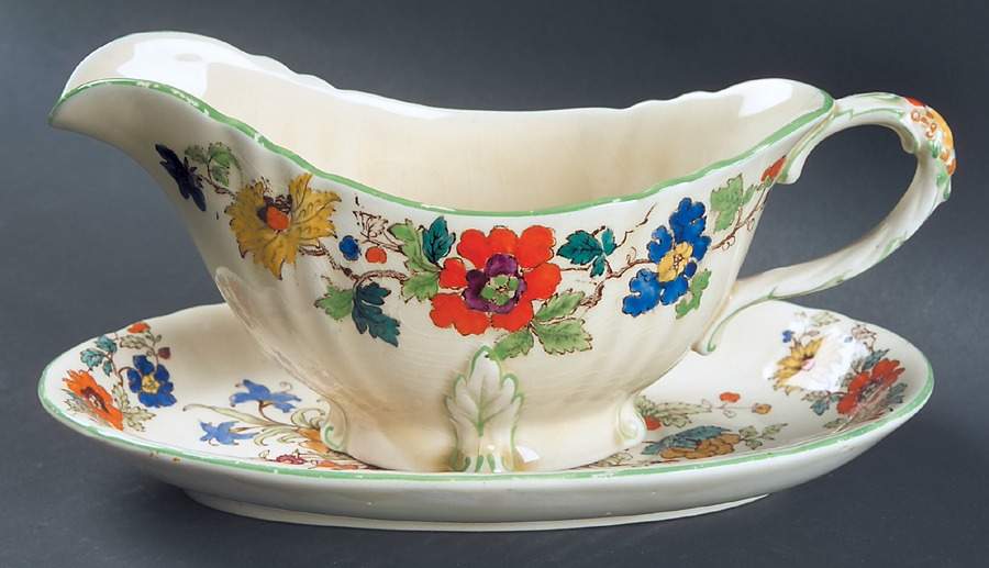 Bible (Green Bible) Gravy Boat & Underplate by Mason's-1