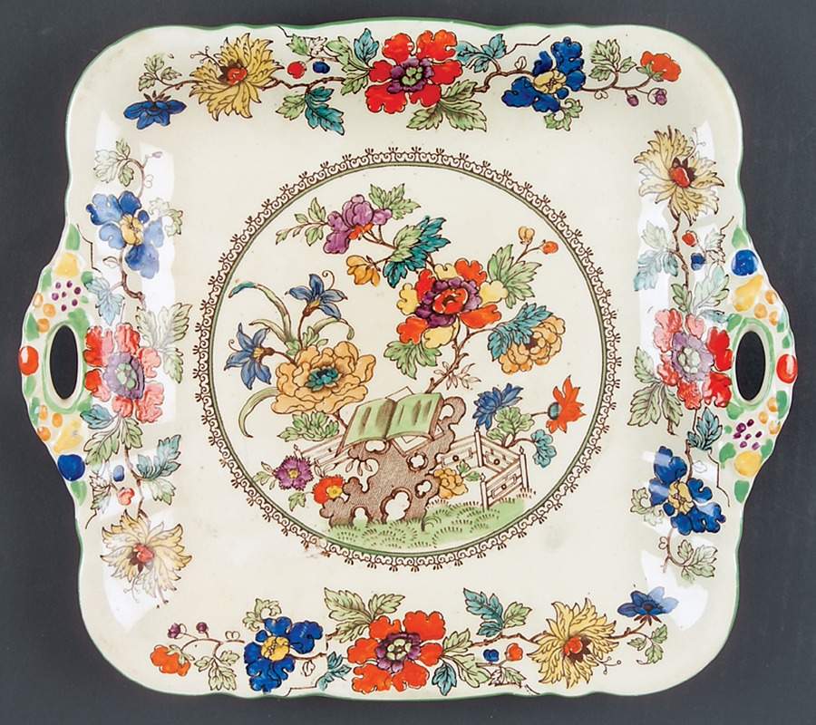 Bible (Green Bible) Square Handled Cake Plate by Mason's-1