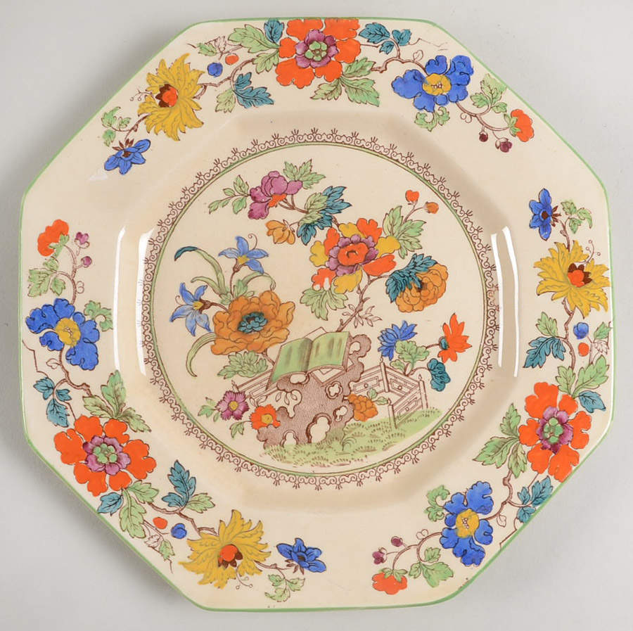 Bible (Green Bible) Octagonal Salad Plate by Mason's-1