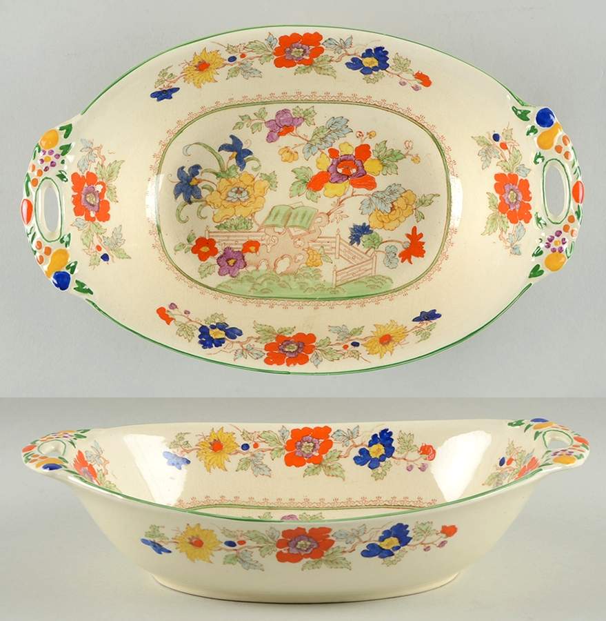 Bible (Green Bible) 10" Oval Vegetable Bowl by Mason's-1