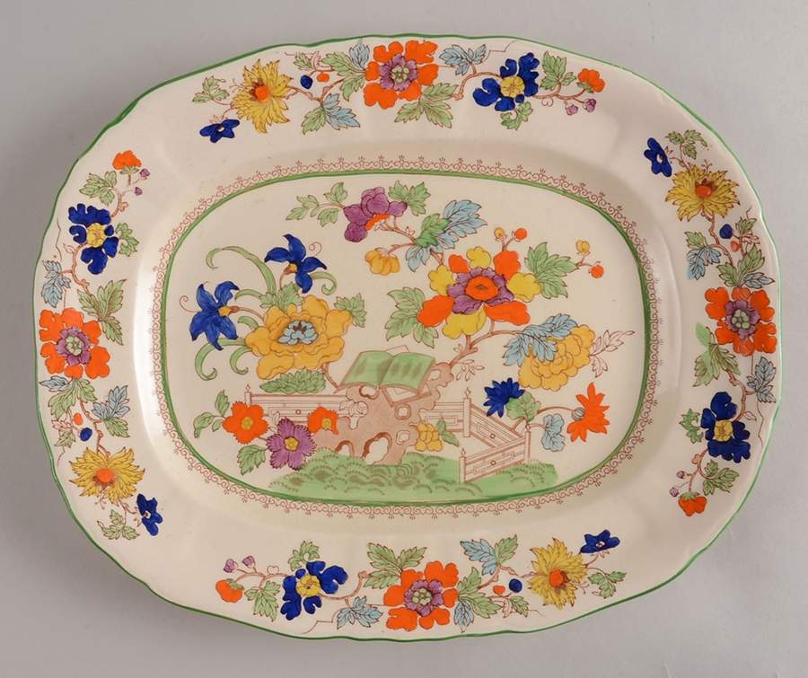 Bible (Green Bible) 11" Oval Serving Platter by Mason's-1
