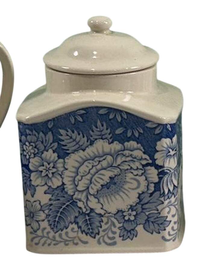 Blue & White Sugar Bowl & Lid by Mason's-1