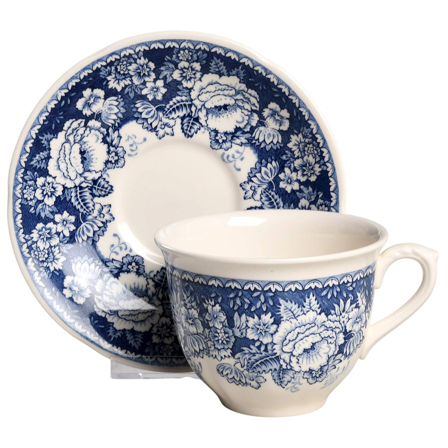 Blue & White Breakfast Cup & Saucer Set by Mason's-1