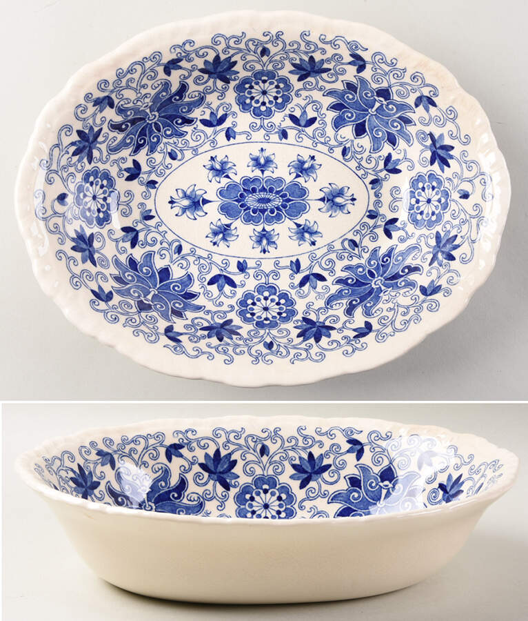 Bow Bells Blue 9" Oval Vegetable Bowl by Mason's-1