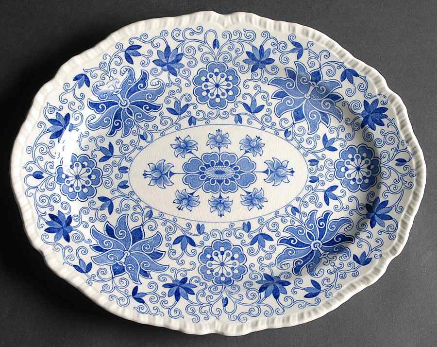 Bow Bells Blue 13" Oval Serving Platter by Mason's-1