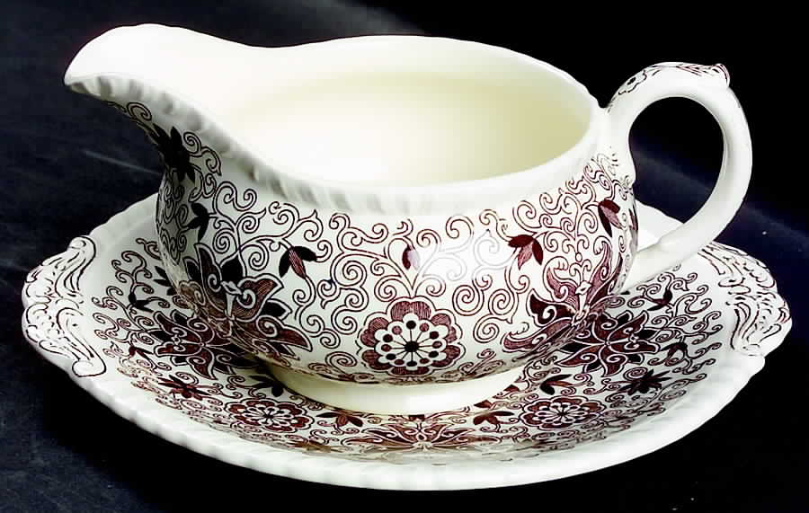 Bow Bells Brown Gravy Boat & Underplate by Mason's-1