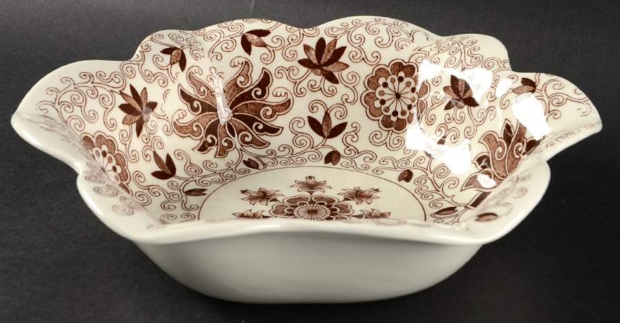 Bow Bells Brown Round Fluted Dessert Bowl by Mason's-1