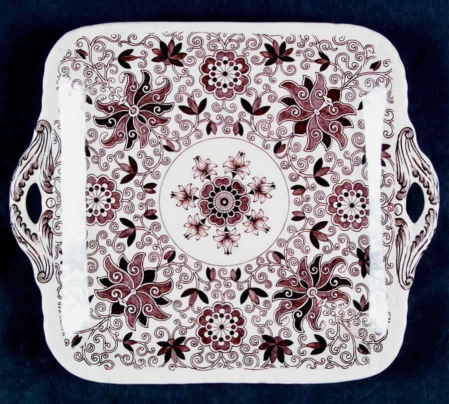 Bow Bells Brown Square Handled Cake Plate by Mason's-1