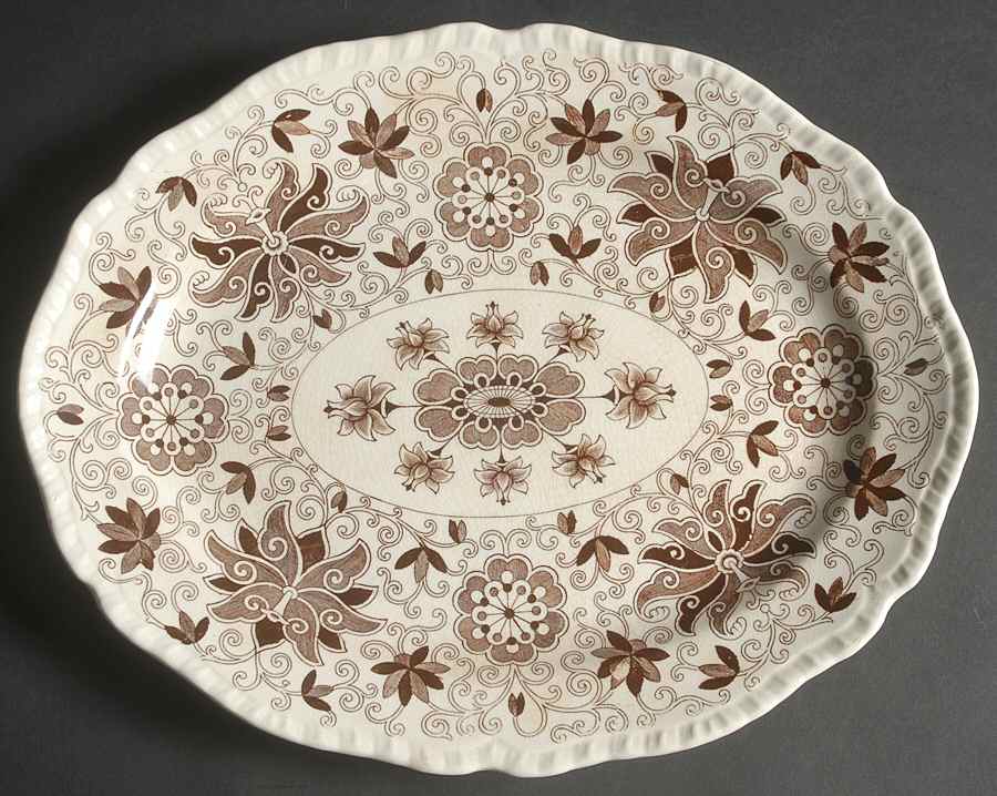 Bow Bells Brown 13" Oval Serving Platter by Mason's-1