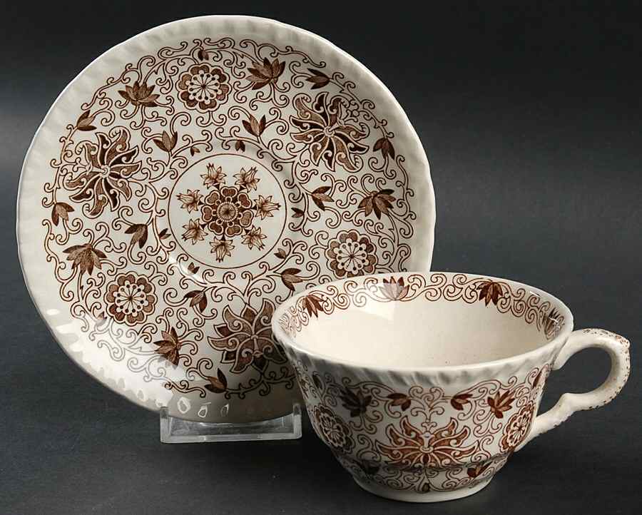 Bow Bells Brown Flat Cup & Saucer Set by Mason's-1