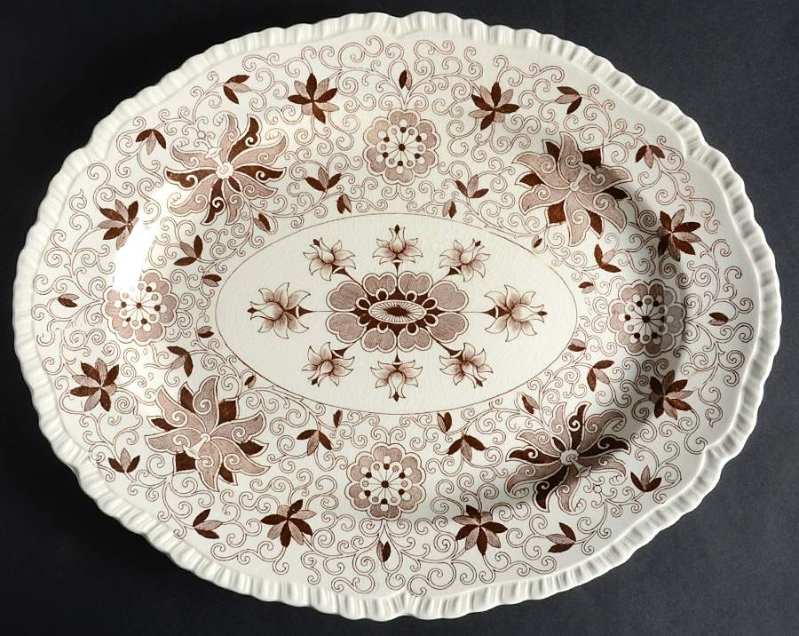 Bow Bells Brown 15" Oval Serving Platter by Mason's-1