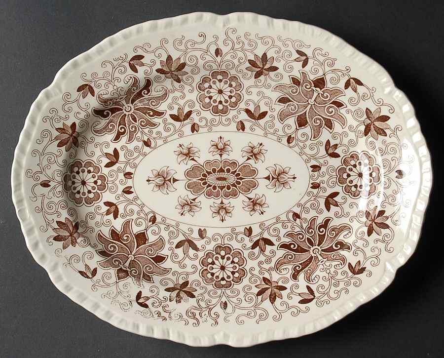 Bow Bells Brown 11" Oval Serving Platter by Mason's-1