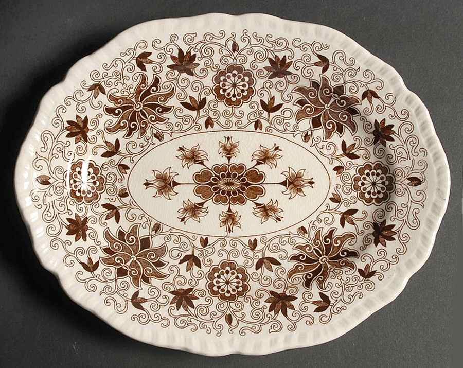 Bow Bells Brown 9" Oval Serving Platter by Mason's-1