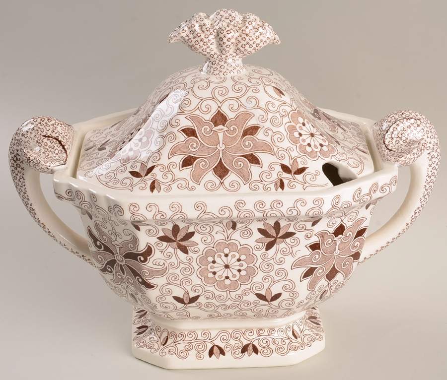 Bow Bells Brown Tureen &  Lid by Mason's-1