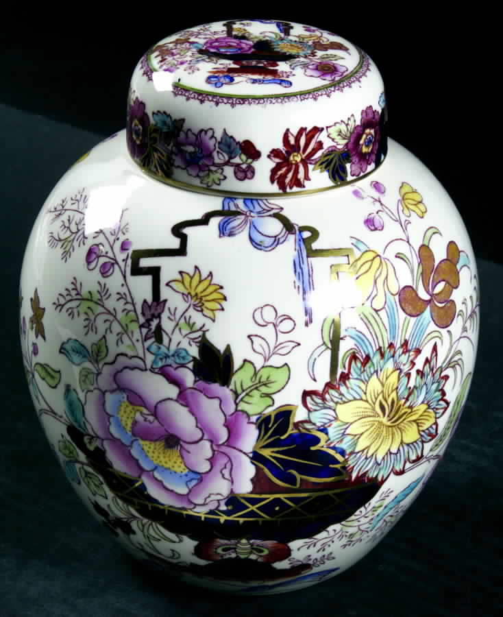 Brocade Medium Prunus Jar & Lid by Mason's-1