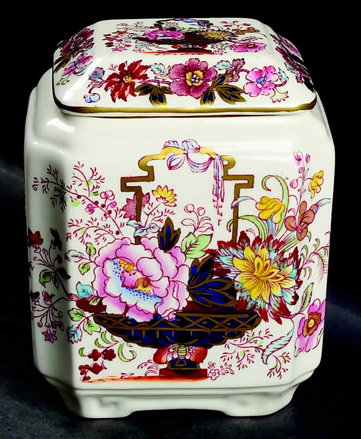 Brocade Fan Jar & Lid by Mason's-1