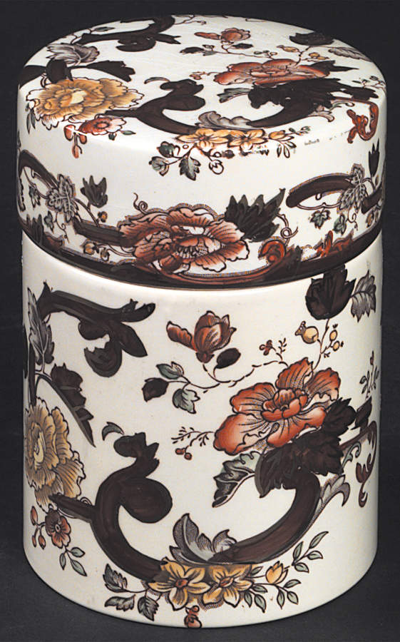 Brown Velvet Peking Jar & Lid by Mason's-1
