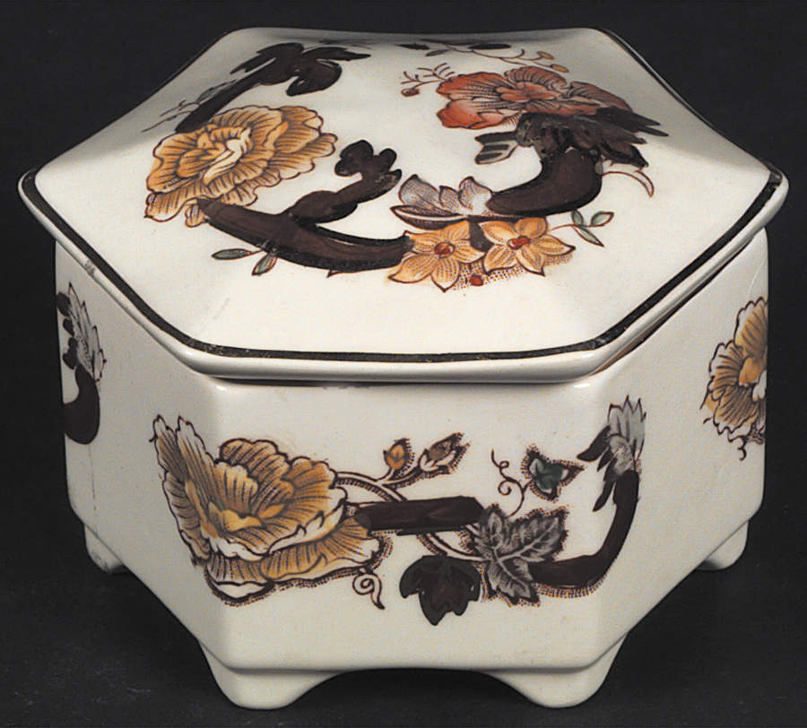 Brown Velvet Hexagonal Box & Lid by Mason's-1