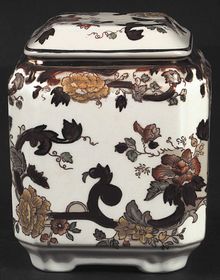 Brown Velvet Fan Jar & Lid by Mason's-1