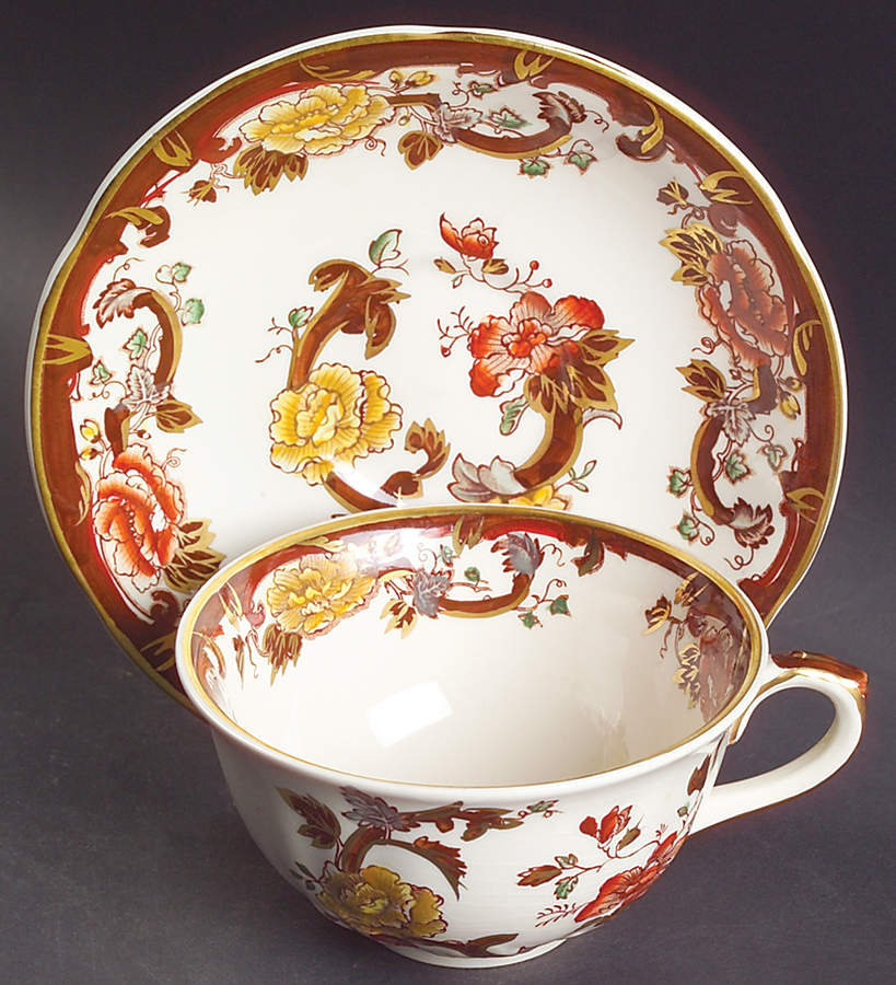 Brown Velvet Footed Cup & Saucer Set by Mason's-1